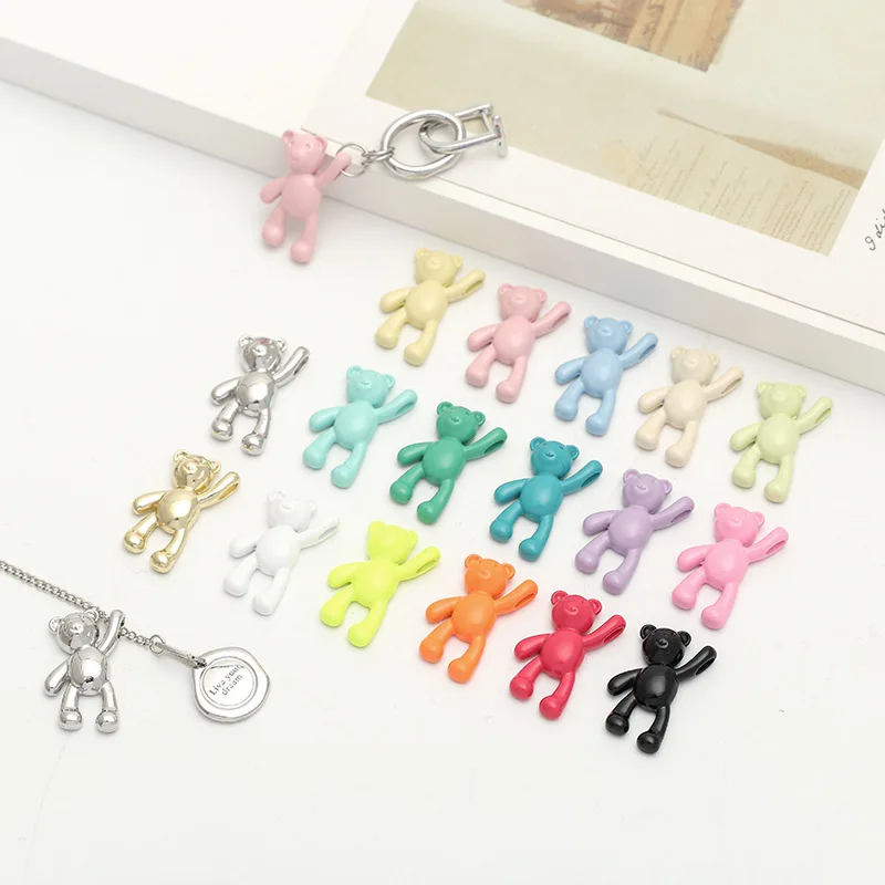 Jewelry Accessories DIY Cute Cartoon Teddy Bear Pendant Jewelry Accessories 10PCS/lot Alloy Spray Paint Simple Multicolor Jewelry Material