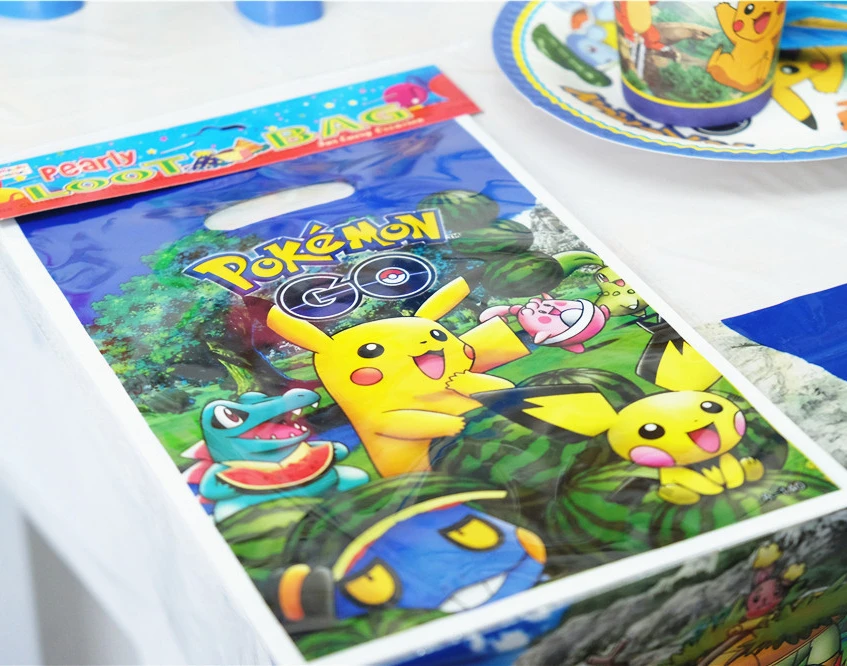 Bolsa de regalo de Pokémon Pikachu para niños, suministros de decoración para fiesta de cumpleaños, Baby Shower, sorpresa, 10 piezas