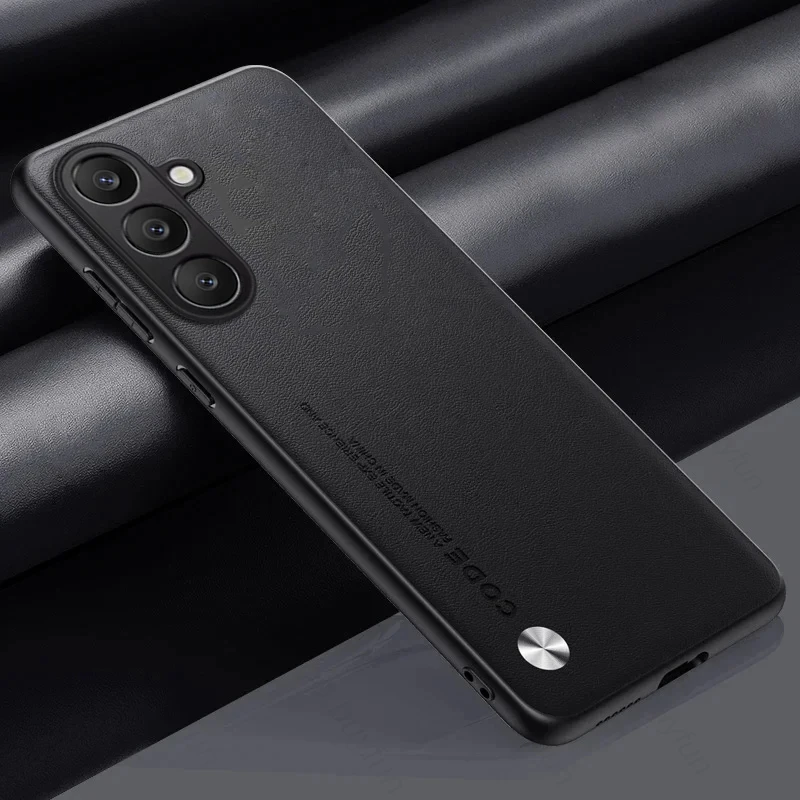Premium Plain Leather Phone Cover with TPU Soft Edge - Shockproof Coque