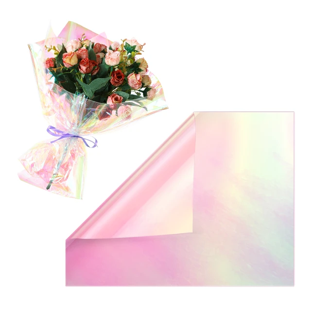 20 Sheets/pack, Thick Rainbow Gradient Holographic Film Colorful Paper  Flower Bouquet Gift Wrapping Paper Laser Flower Shop Supplies Flower Shop  Weddi