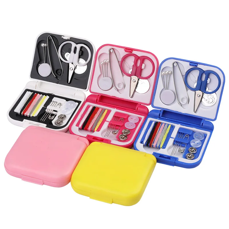 

LMDZ Buttons Pins Storage Boxes Sewing Box Household Portable Travel Mini Sewing Kit Scissor Thimble Needle Threads Box Set