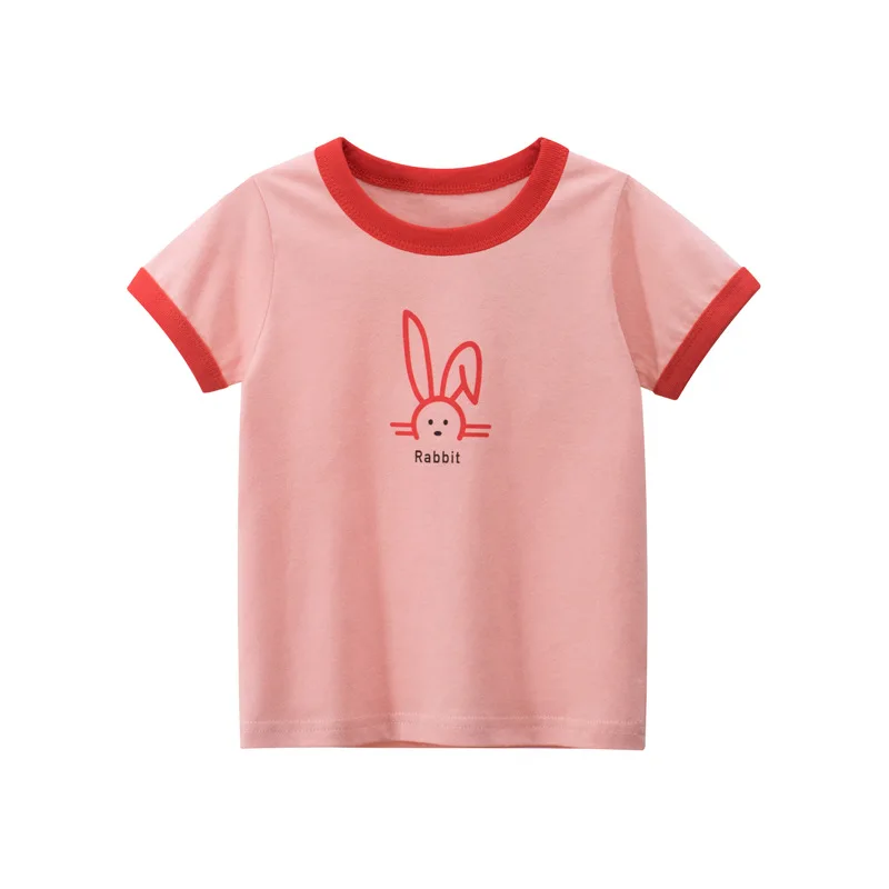 2025 Summer 2-8 Years Kids Girl Shorts Sleeve T-shirts Printed Little Girl Top Baby Girl T Shirts Children Toddler Girl Clothes 2