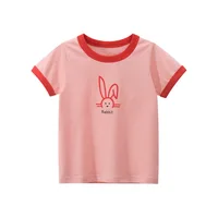 2025 Summer 2-8 Years Kids Girl Shorts Sleeve T-shirts Printed Little Girl Top Baby Girl T Shirts Children Toddler Girl Clothes 2