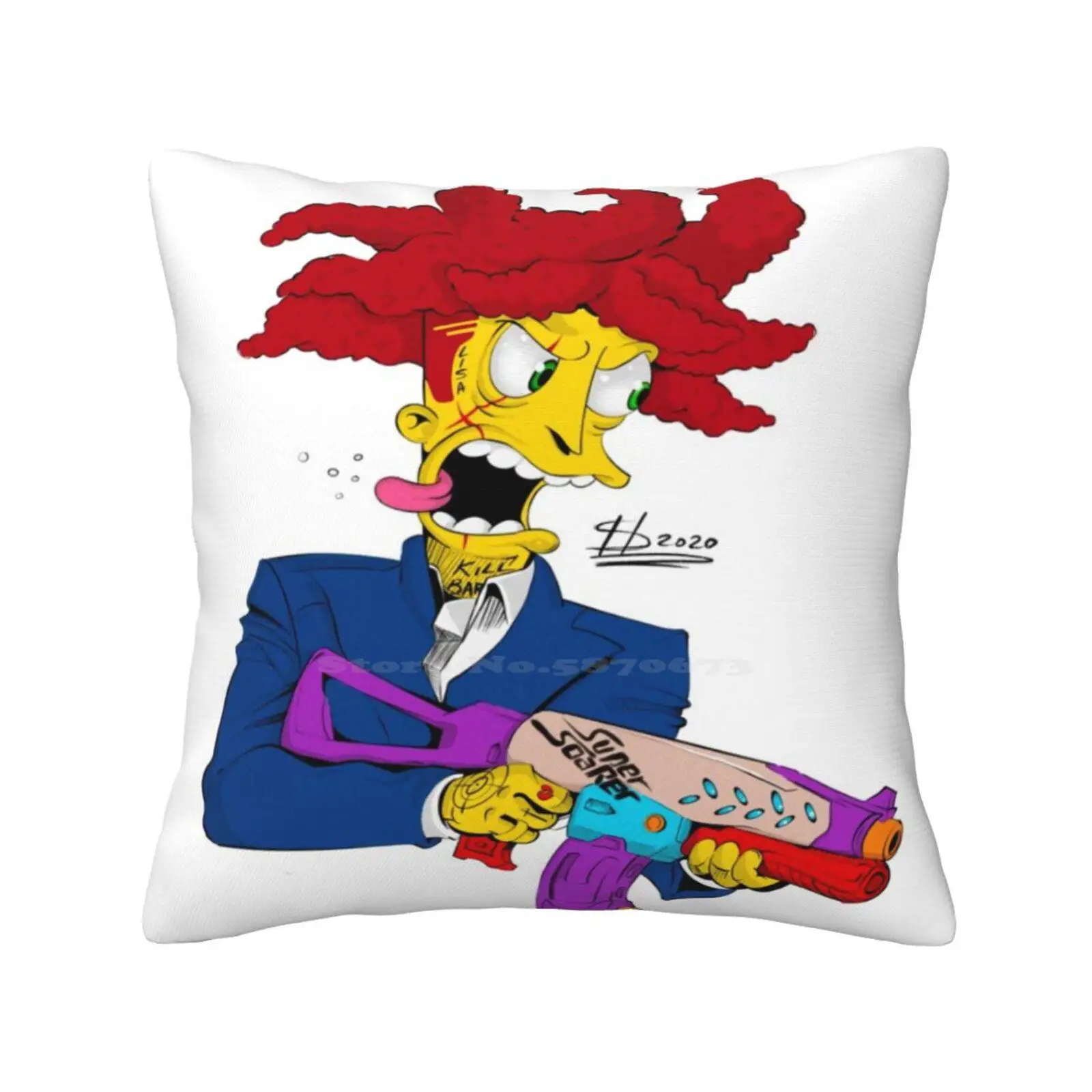 Side Show Bob , Home Sofa Car Cushion Cover Federa Sideshow Bob Character Design Lisa Marge Cartoon Toons