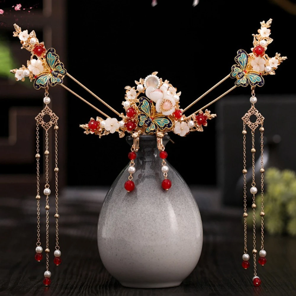 

Жемчужные модные китайские женские украшения Hanfu, старинные искусственные волосы, набор аксессуаров для волос