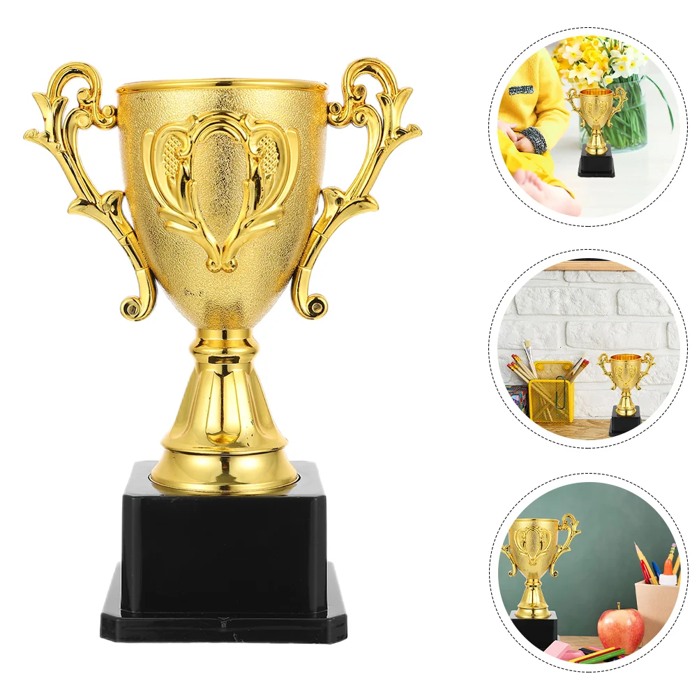 18cm Plastic Trophy Kids Sports Competitions Award Toy with Base for School Kindergarten Champion Cup Medal