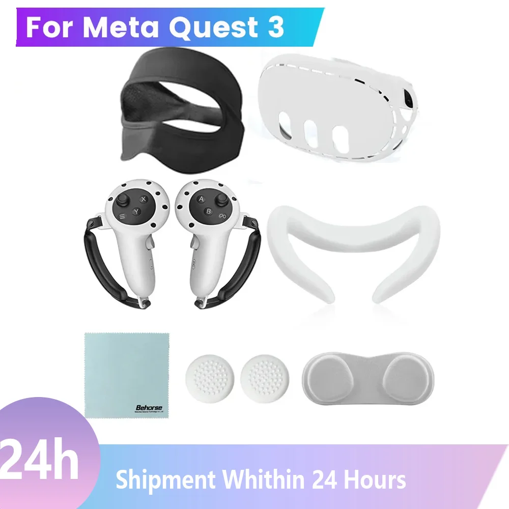 Funda protectora de silicona compatible Oculus Quest 3, cubierta de carcasa  vr, cubierta facial de silicona para Meta Quest 3 cubierta protectora de  lentes