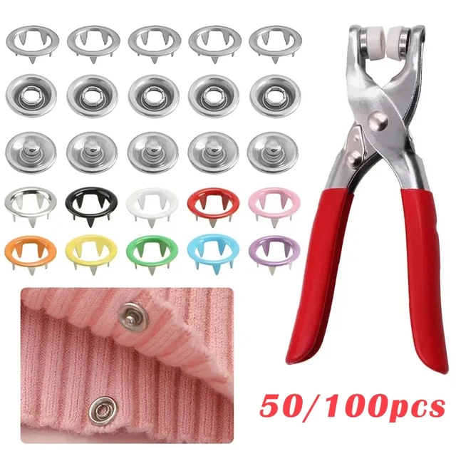400/800PCS Plier Tool Colored Metal Buttons Snap Sewing Button Thickened  Snap Fastener Kit DIY Craft Supplies Bag Clothe - AliExpress