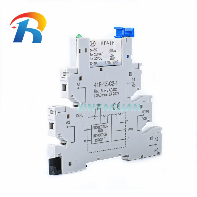 LED     , 41F-1Z-C2-1 + HF41F 24-ZS 12-Z 5-ZS 5V 12V 24V ZST 6A 250V 1CO  SSR , 1 