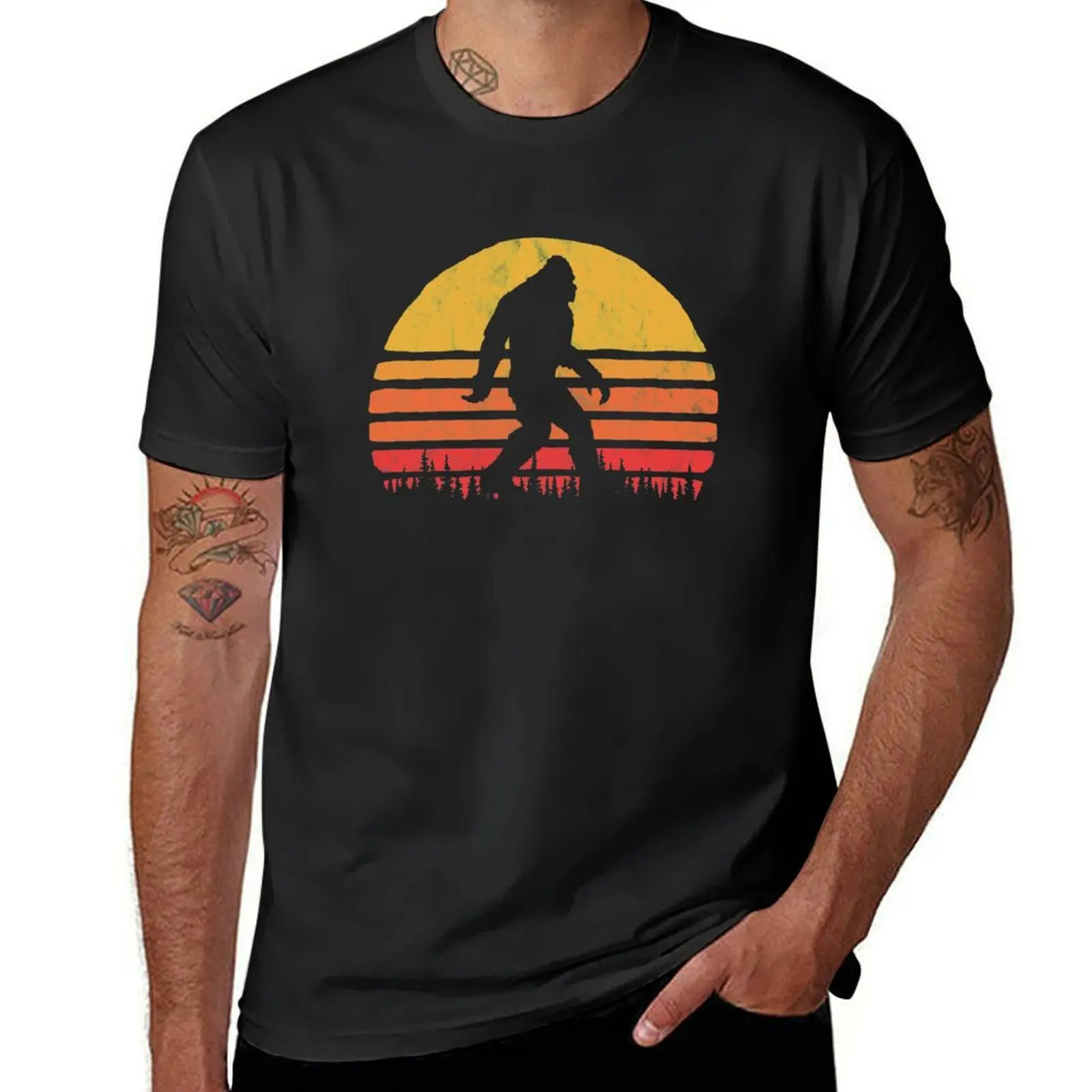 

Retro Bigfoot Silhouette Sun Vintage - Believe! T-Shirt boys whites korean fashion vintage clothes plain black t shirts men