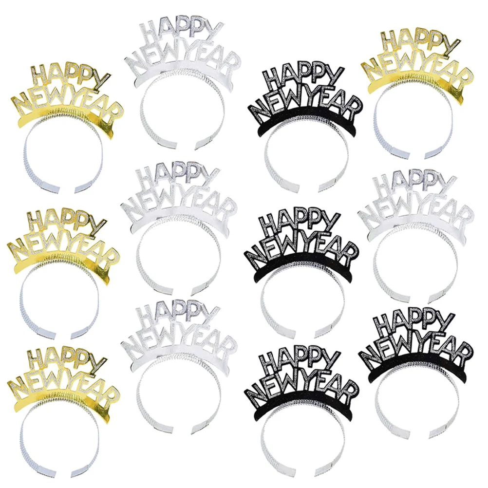 

Happy New Year Headbands New Year Hair Band Hasir Clasp Ornaments Christmas Party Decor Happy New Year Paper Headwear