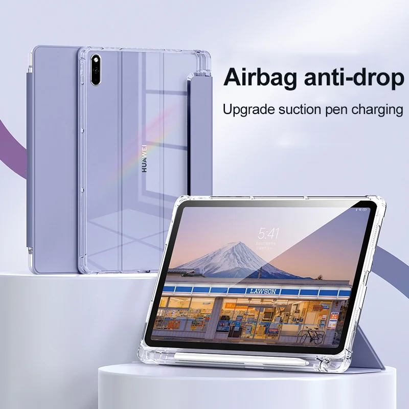 

Для Samsung Galaxy Tab S9 Plus S8 S7 S9 FE + 12,4 A9 Plus 11 S7 + S7 FE A9 8,7 A8 10,5, умный прозрачный силиконовый мягкий чехол из ТПУ