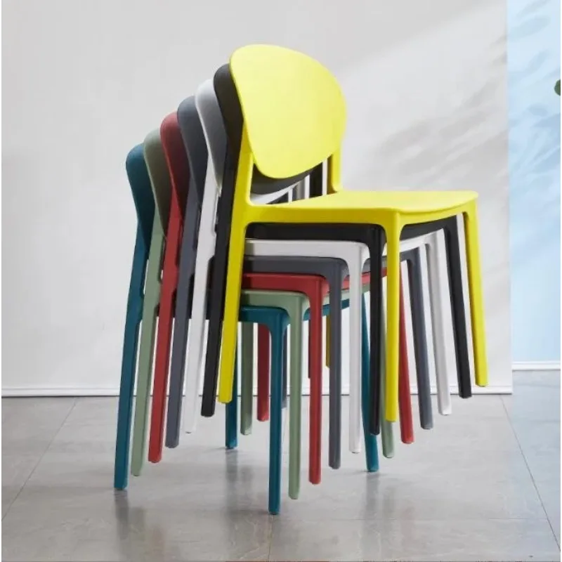 Nordic Style Modern Simple Cafe Home Square Chairs Colorful PP Plastic Restaurant Stackable Dining Chairs