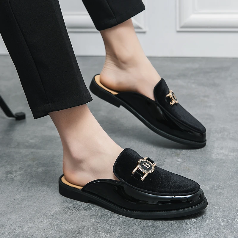 Stylish Men's Suede Half Slippers with Metal Buckle Casual Mules 4 Sb13e5ac3db9d4f74b3b04733875a3fc6D Stylish Men's Suede Half Slippers with Metal Buckle Casual Mules