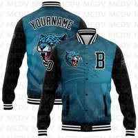 Custom Kelly Green-Orange Varsity Bomber Jacket | 3D Pattern Full-Snap Letterman Coat - Image 6