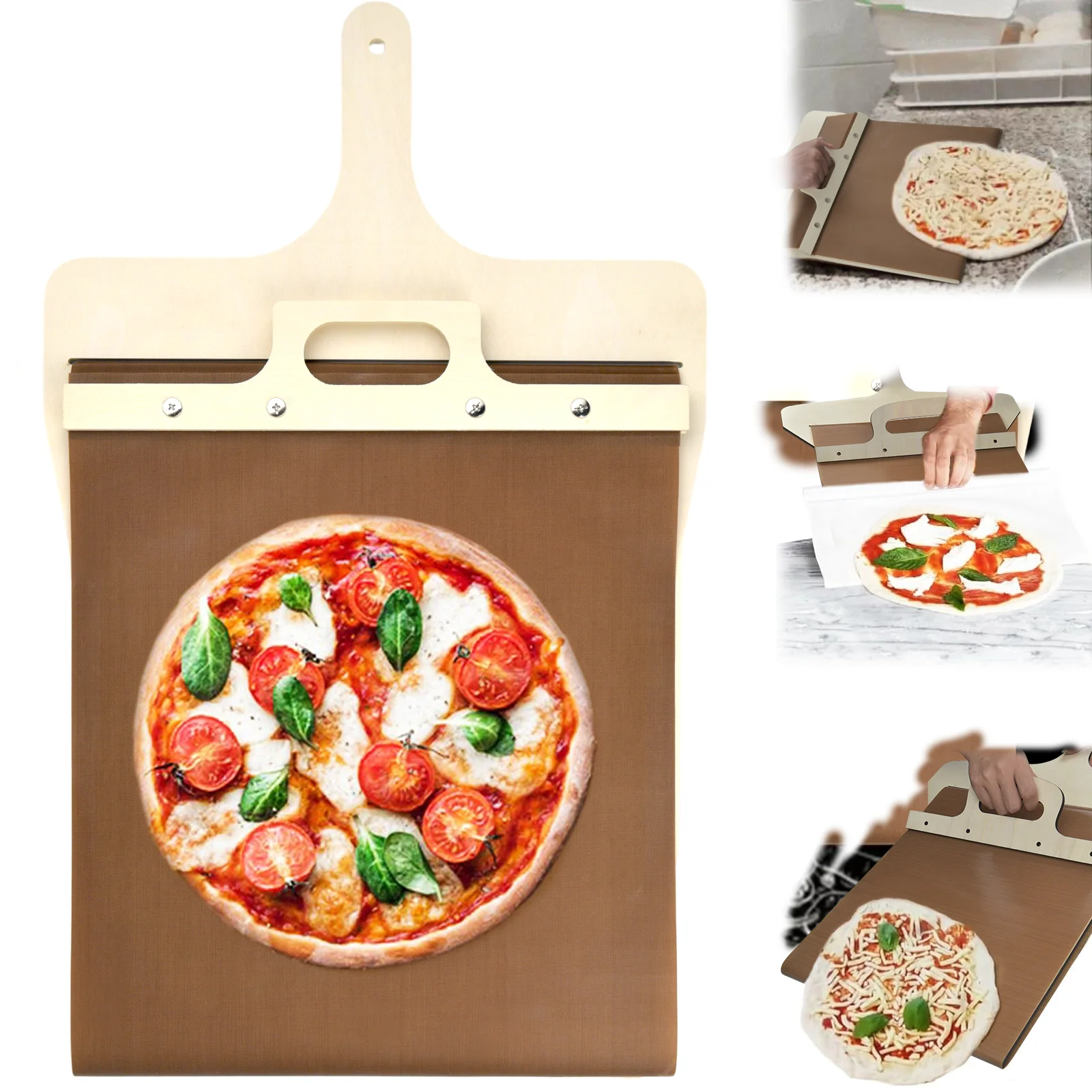 

Pizza Peel Sliding Shovel Foldable Non-stick Wooden Handle Transfer Tray Pizza Spatula Paddle Bread Baking Tools Kitchen Gadgets
