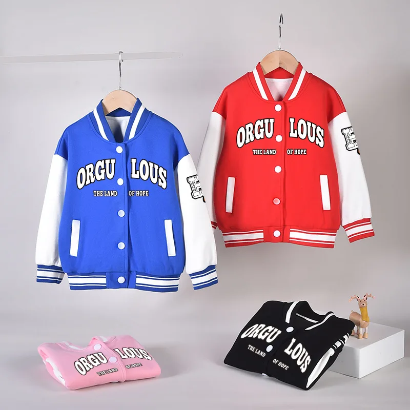 Jacket for Boys Baseball Jacket Spring Autumn Loose Casual Outerwear Girls Sportswear 2-15 Years School Teens Kids Tops Clothes