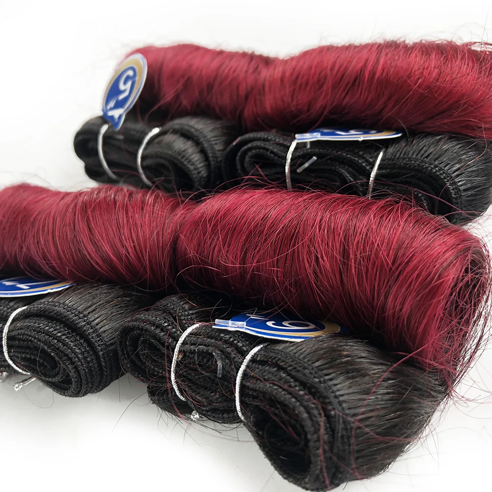 Human Hair Extensions Human Hair Bundles Human Hair Bulk Brazilian Curly Hair Weave Bundles 100% Human Hair 4 Bundles1B/27/30/Burgundy Bundles Extension 5 5 6 7 Inches Remy