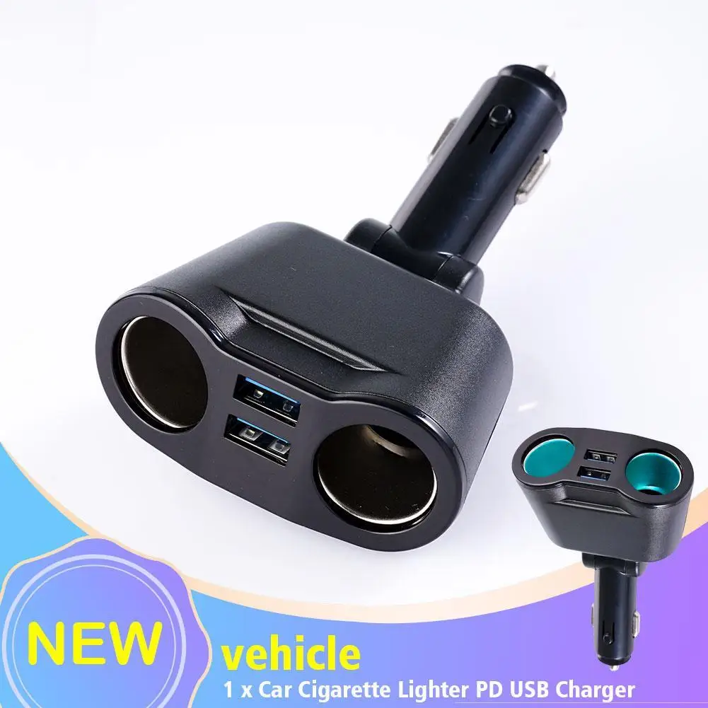 Adattatore per presa di ricarica rapida USB doppio Splter per accendisigari per auto 12V/24V QC 3.0 PD adattatore di alimentazione per Display presa per caricabatteria da auto  34