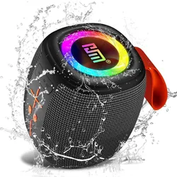 Compact Wireless Bluetooth Speaker with 360° Bass Sound and RGB Light - Waterproof and Portable (Black)