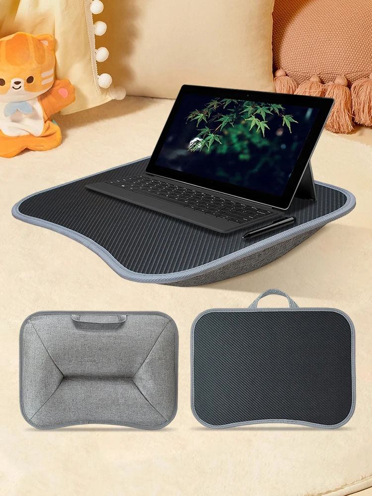 Laptop Lap Desk with Soft Pillow Cushion Small Pillow Table Writing Padded Tray for Home & Office