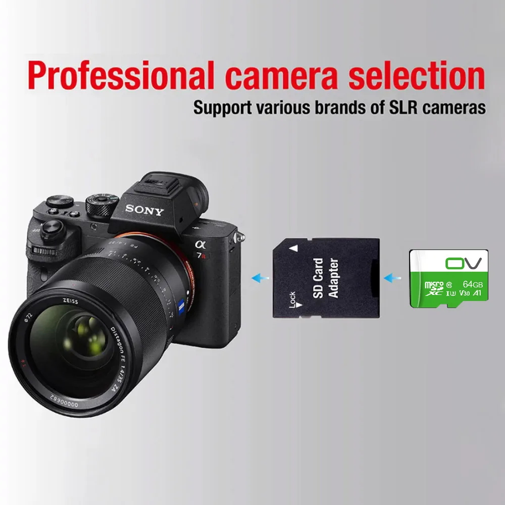 UAV 운전 녹음기 카메라용 고속 마이크로 SD TF 카드, OV  실제 용량, 128GB, 64GB, 32GB, 100Mbps, A1 V30 C10 SD 카드