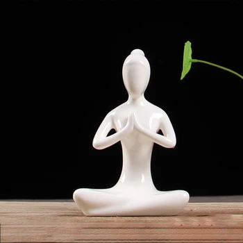 Abstract Ceramic Yoga Pose Figurine Sculpture 3
