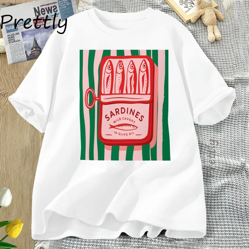Sardines T-shirt Trend Italy Lovers T Shirt Woman Man Cotton Short Sleeve Harajuku Tshirt Causal Round Neck Womens Clothing