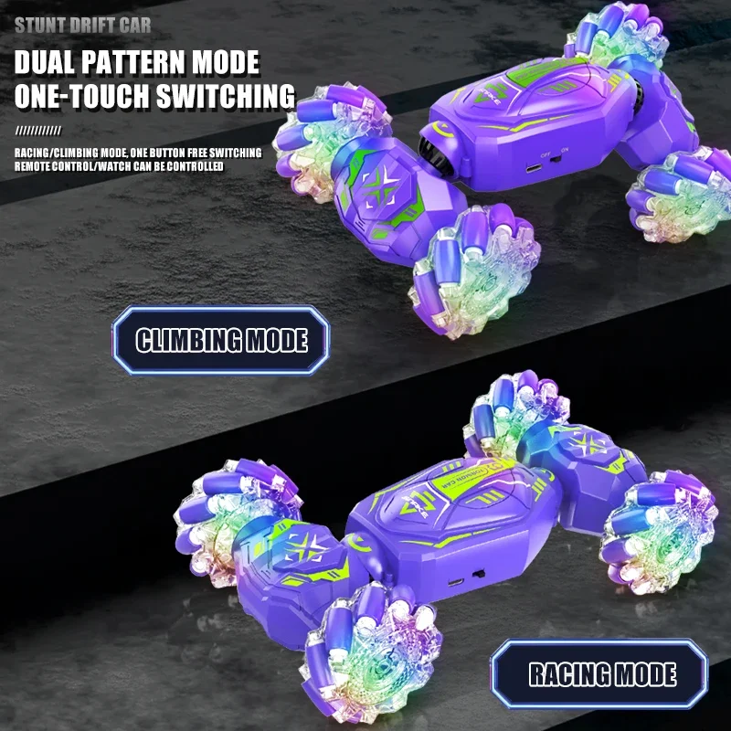 RC Cars Stunt Gesture Sensing 2.4G Hand Controlled Twisting Off-road with LED Lights Remote Control Vehicle Gifts for Kids