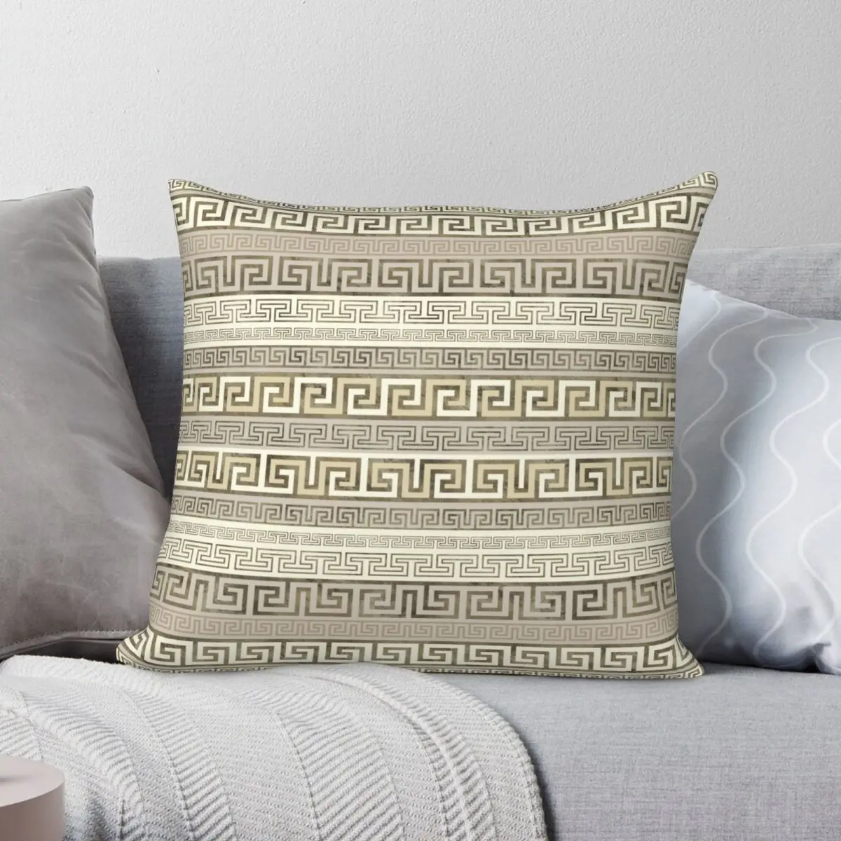 

Greek Meander Pattern Pillowcase Polyester Linen Velvet Printed Zip Decor Sofa Cushion Cover 45x45
