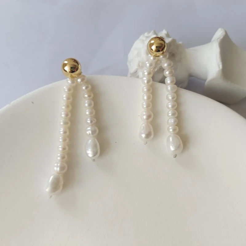 

Новый дизайн Coveted природных ААА Южное море белый жемчуг кисточкой серьги 14k золото заполнены шпилька ювелирные изделия Бесплатная доставка