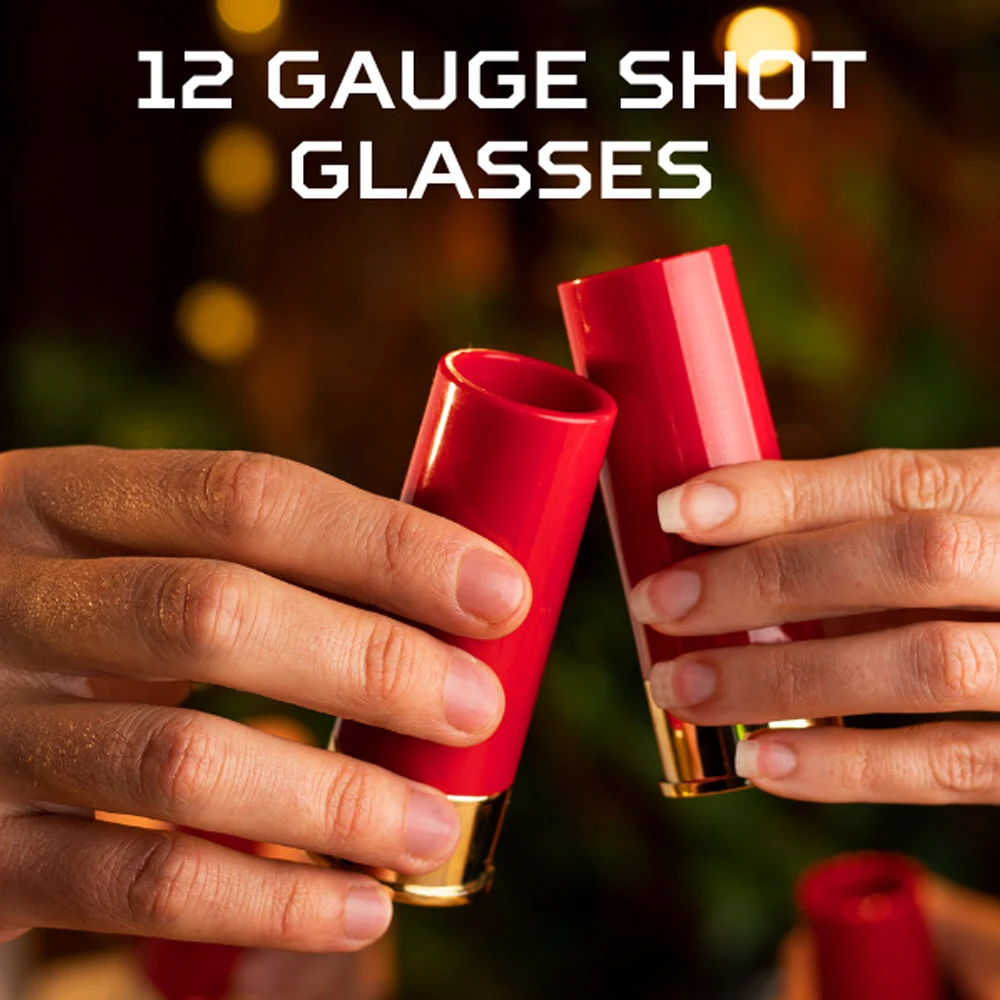 Shot Glasses Wine Glasses Drinking Vessels 4Pcs/Set 12 Gauge Shotgun Shell Shot Glasses Drinking Cup Water Wine Glass for Hunting Shooting Party Drinkware Christmas Gift
