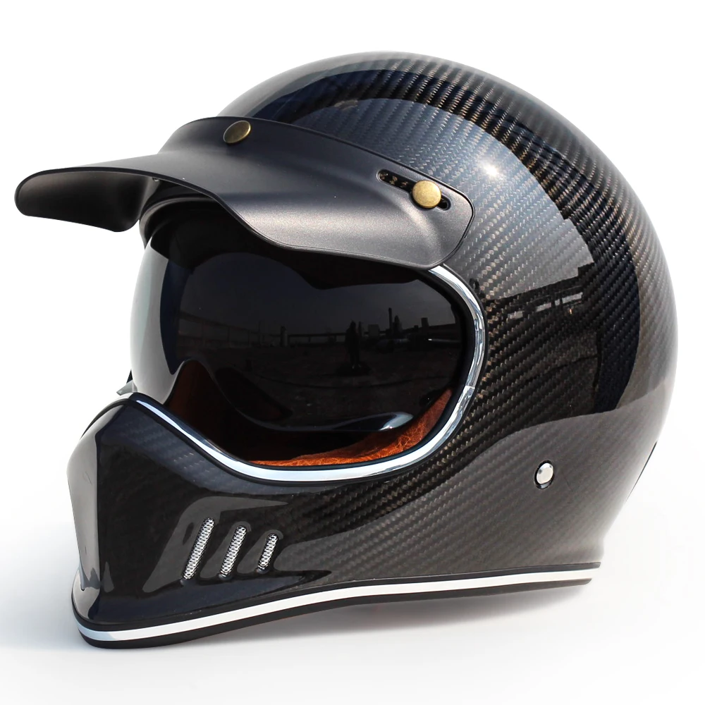 Carbon Fiber Retro Motorcycle Helmet DOT & 3C Certification Full Face