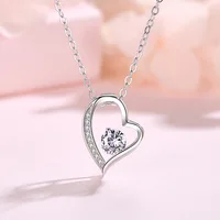 Nouveau collier en argent Sterling 925 coeur 5A Zircon pour femmes, bijoux de mariage, breloque de fiançailles, cadeau de fête, chaîne à pendentif fin 1