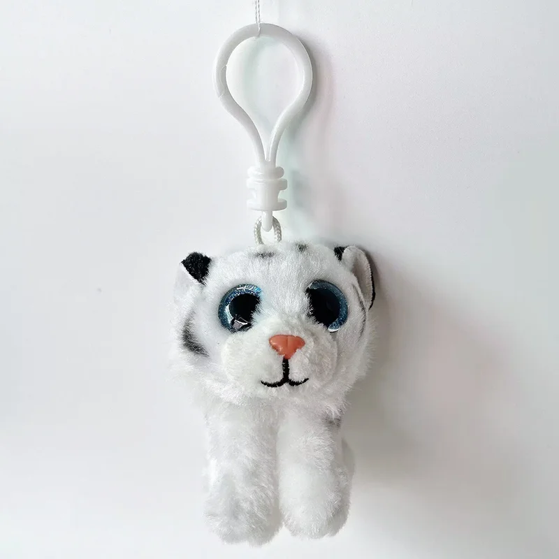 9cm Ty Beanie Big Eyes Small Pendant Keychain Clips Mini Stuffed Plush Toy Animals Doll Black Pattern Tiger Tundra Children Gift 2