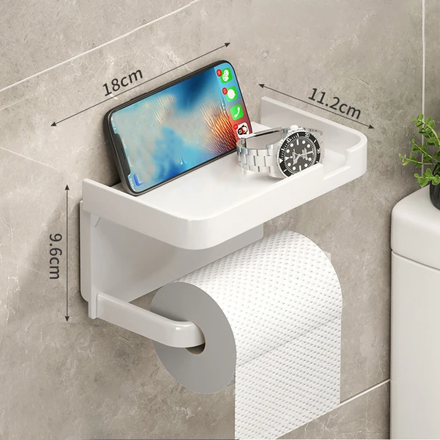 Support de rangement sans poinçon pour salle de bain, pour le Placement du papier toilette et le stockage des tubes en papier 5