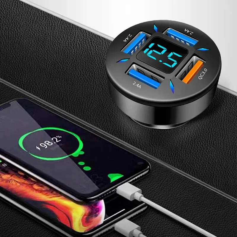 Xiaomi 4 Ports USB Car Charger For iPhone 13 12 Xiaomi Samsung