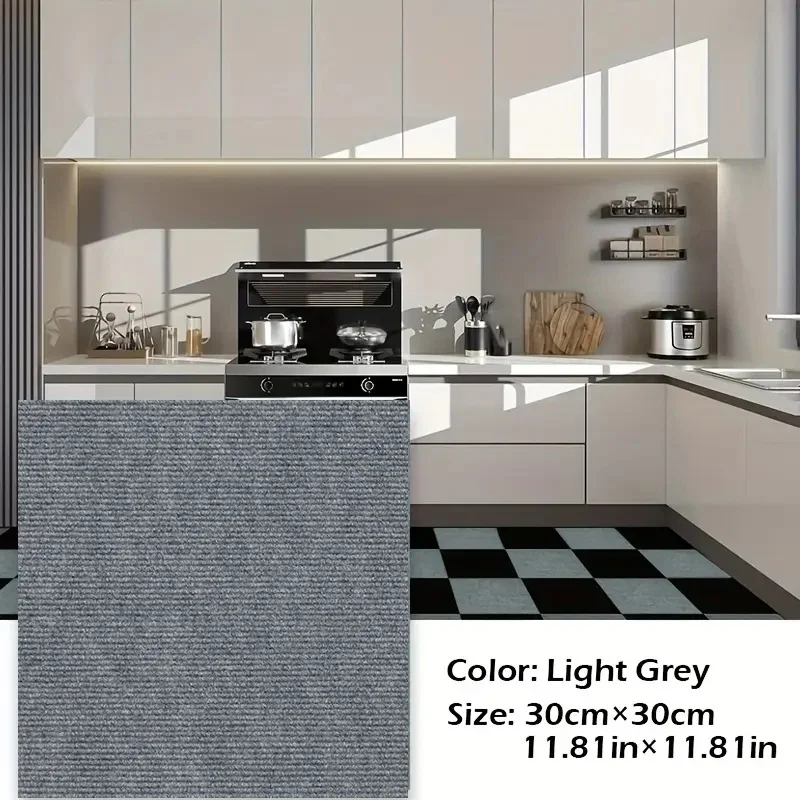 Tapis de carrelage auto-adhésif DIY 10 pièces/ensemble 11.81 pouces, tapis de sol antidérapant avec support en PVC, adapté au salon, à la décoration de la maison