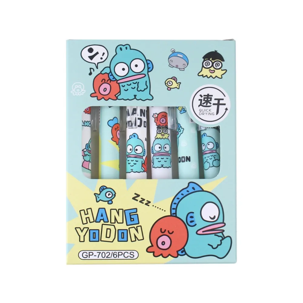 

6pcs/set Sanrio Kawaii Cute Hang Yo Don The 0.5 Mm ST Quick Drying Gel Pen Note Examination Study Stationery Teachers' Day Gift