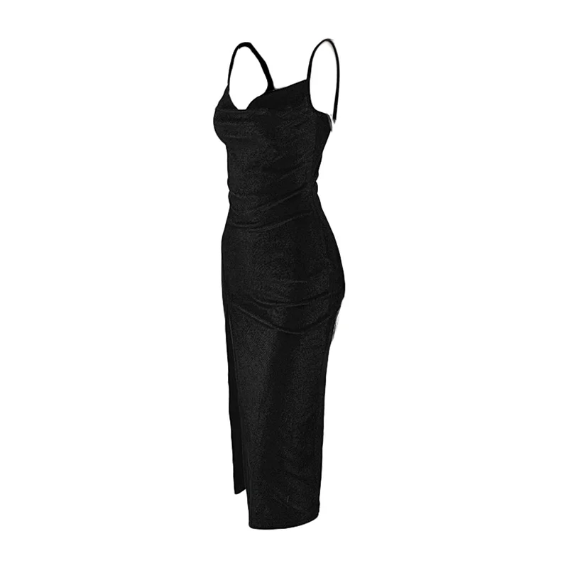 Vestidos elegantes con abertura alta para mujer, vestidos sexis ajustados sin mangas con tirantes finos, vestidos de fiesta de noche, ropa de club