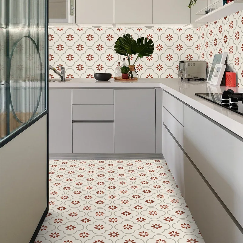 Self-adhesive Flooring Vinyl Mandala Design Floor Sticker Waterproof For Bathroom Living Room Decor Accessories Tiles Non-slip