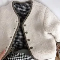 New Warm Jacket Children Two Sides Wear Plaid Plush Jacket Kids Jackets Winter Clothes for Girls 1
