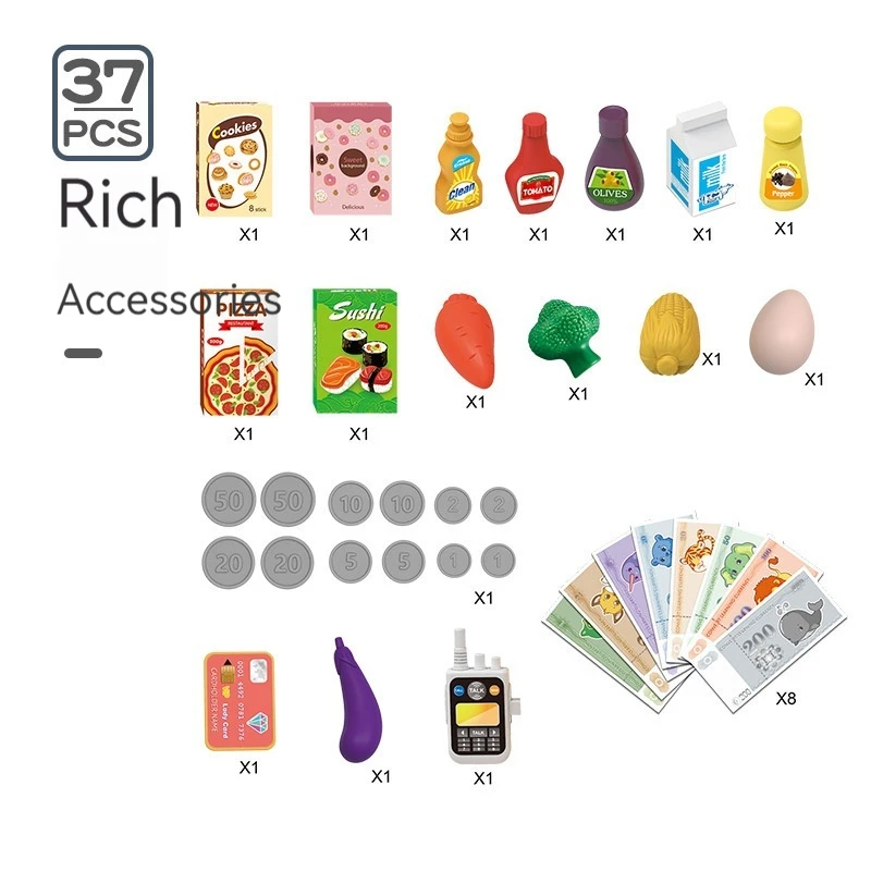 New Children Play House Simulation Supermarket Cash Register Toys Baby Mobile Payment Girl's Birthday Cashier Checkout Gifts 3