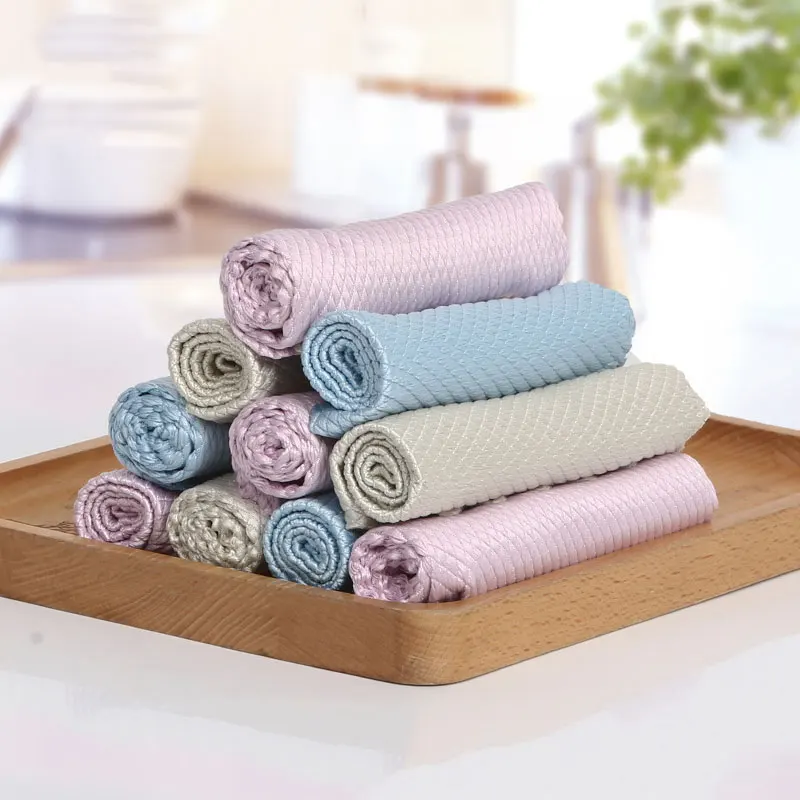 

5Pcs Kitchen Cleaning Towel Anti-Grease Wiping Rags Absorbable Fish Scale Wipe Cloth Glass Window Dish Cleaning Cloth