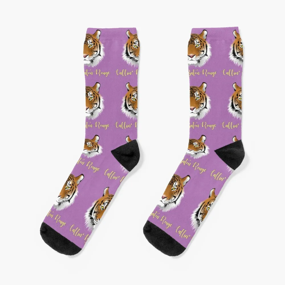 

Callin' Baton Rouge Tiger Socks Christmas Socks Men Women'S Funny Socks