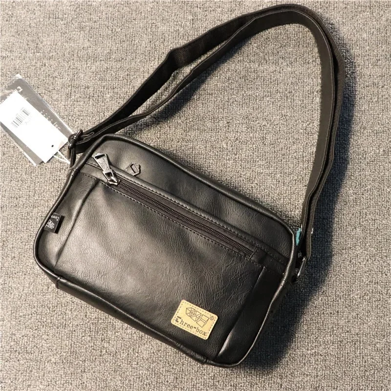 

Fashion leather But messenger bags single shoulder bag Crossbody pack black reticule Multi-Functional Portable male package