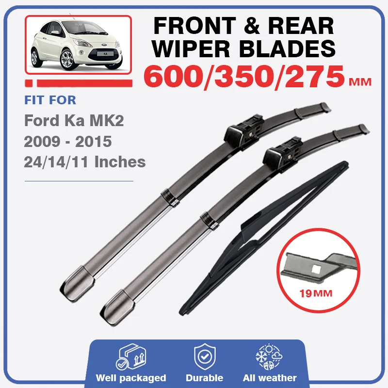 Front Rear Wiper Blades For Ford Ka MK2 2009 - 2015 Windshield Brush Cutter Windscreen Car Accessories 2010 2011 2012 2013 2014