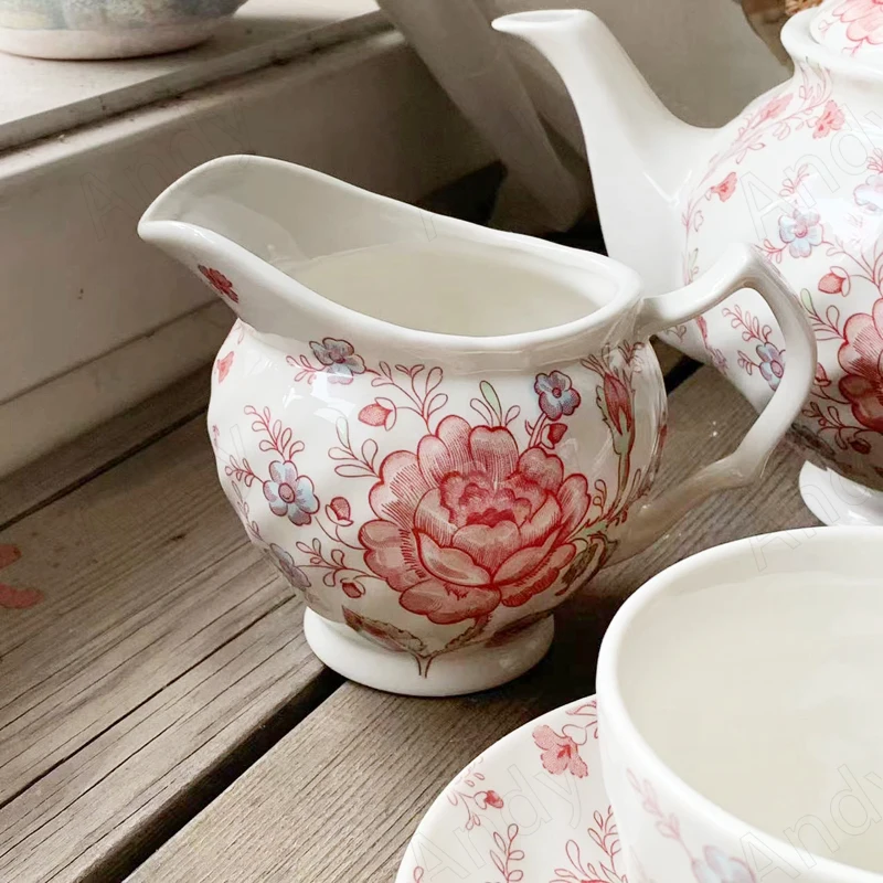 Creative Ceramic Plate Set French Retro Floral Relief Western Restaurant Dinner Plates Afternoon Tea Desktop Home Teacup Sets