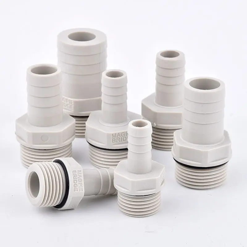 

5~20pcs 1/2"3/4" Male Thread To 8/10/12/14/16/19/25mm POM Pagoda Connector Hose Joint With Washer Water Pipe Connector Fittings