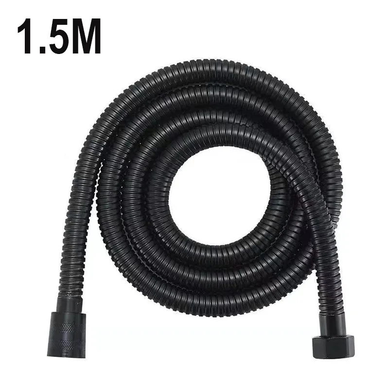 Stainless Steel Black/Silver Shower Hose Extension - Long Bathroom Water Hose